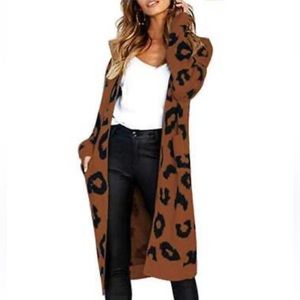 Leopard black & brown loose fit long outerwear sweater